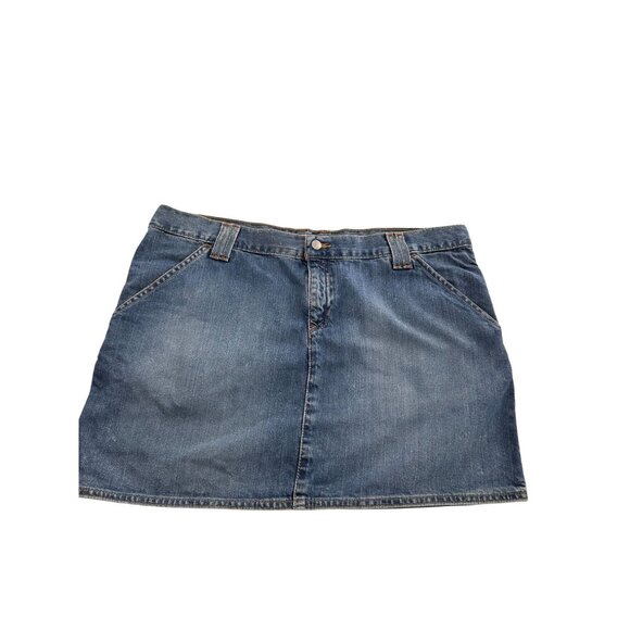 Old Navy Womens Blue Denim Jean Carpenter Mini Skirt Size 12 Western Festival - Picture 8 of 9